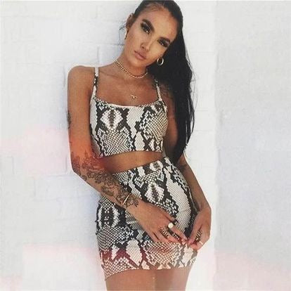 Snake Print Skirt Set